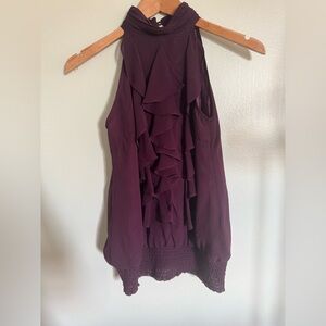 Chic Plum Ruffle Blouse
